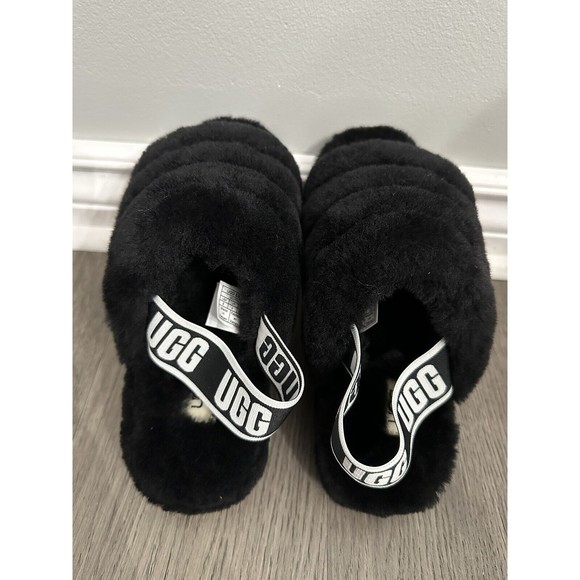 UGG Fluff Yeah Black Slide Sandals for Women, Size US 6 NEW - Picture 2 of 7